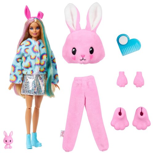 Кукла Barbie Cutie Reveal Pink Bunny с сюрпризами, 29 см, HHG19 мультиколор колба barbie cutie huskie кукла барби хаски hjm12 hjl63