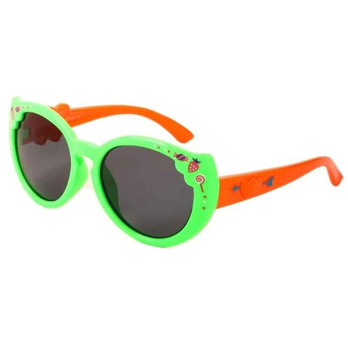 Солнцезащитные очки Keluona, круглые, оправа: пластик, гибкая оправа/дужки, чехол/футляр в комплекте, поляризационные, для девочек, зеленый