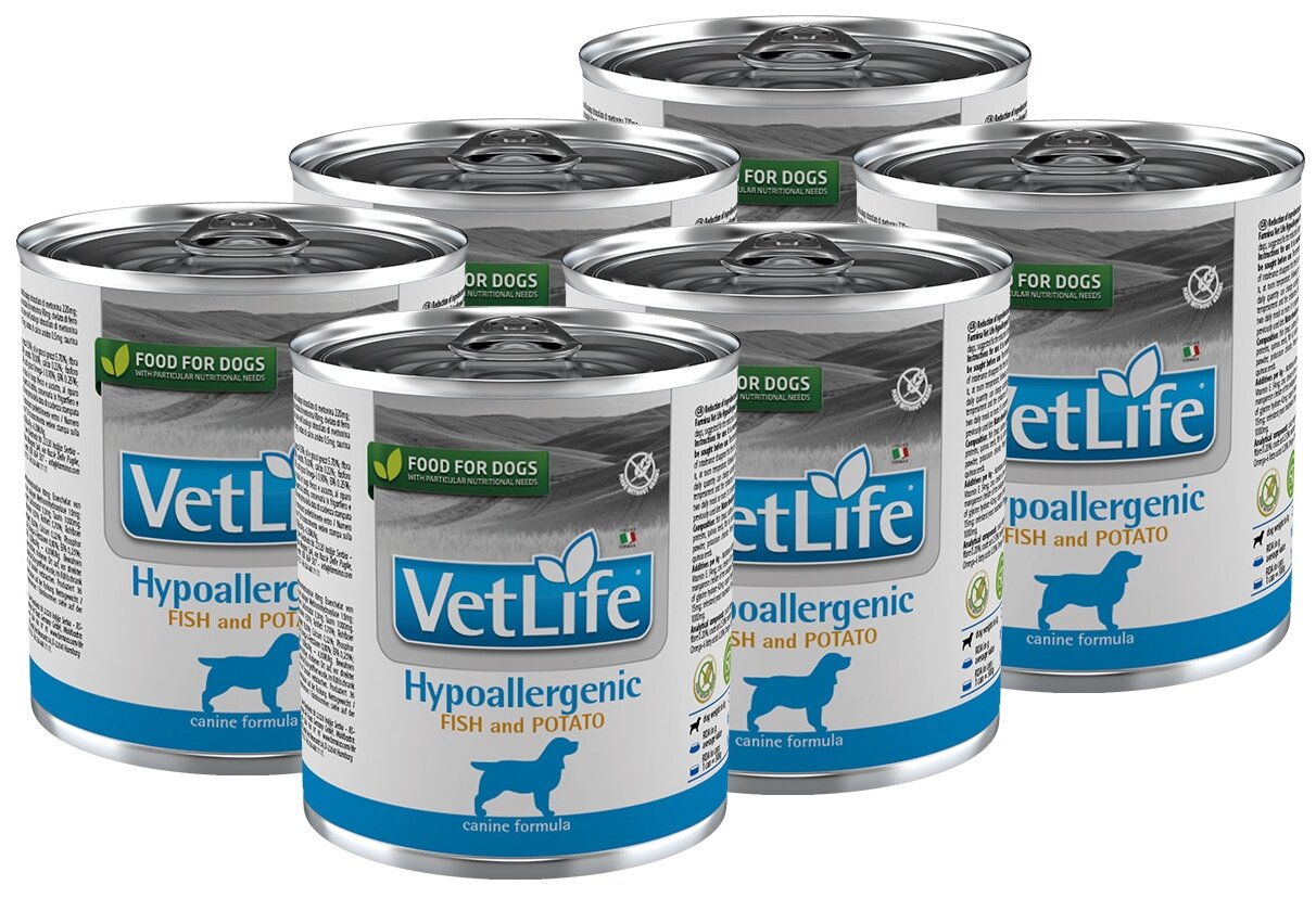Влажный корм для собак Farmina Vet Life при аллергии гипоаллергенный рыба с картофелем