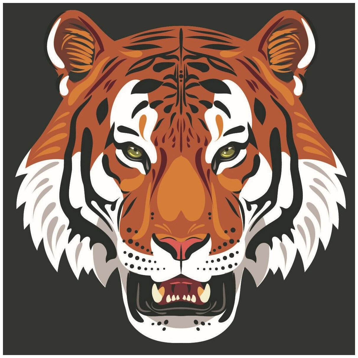 Холст с красками "Рычащий тигр" (10 цветов)