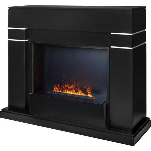 электрический камин realflame modern cassette 630 3d 2 квт 120 см 97 см 40 см белый Электрокамин RealFlame Lindelse BLM с 3D Cassette 630 черная панель, увлажнение воздуха