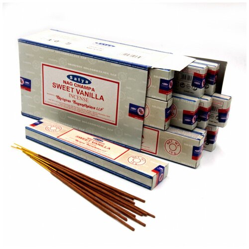 satya satya благовония nag champa bng Благовония Сладкая Ваниль Сатья (Satya NAG CHAMPA Sweet Vanilla) 15г/12шт коробка