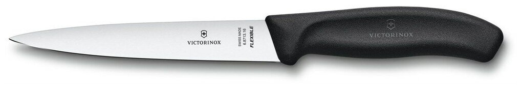 Нож кухонный Victorinox Swiss Classic (6.8713.16B) стальной филейный лезв.160мм прямая заточка черны - фото №1