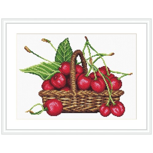 фото Канва с рисунком м.п.студия №2, 30*40 см, ск-109, "корзина с вишнями"
