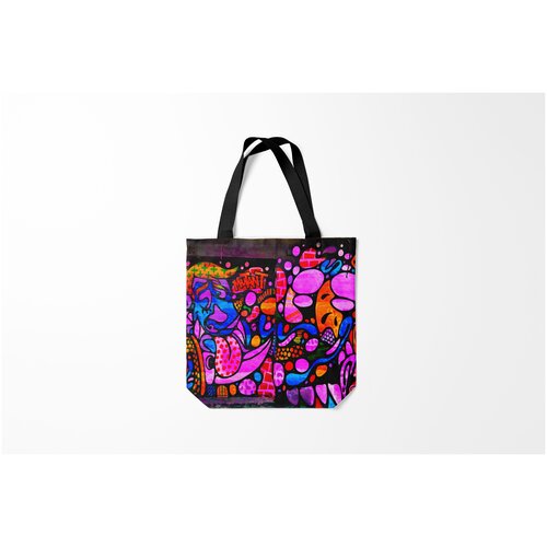 фото Сумка-шоппер / 40х40 см / неоновые принты / разные неоновое граффити burnettie