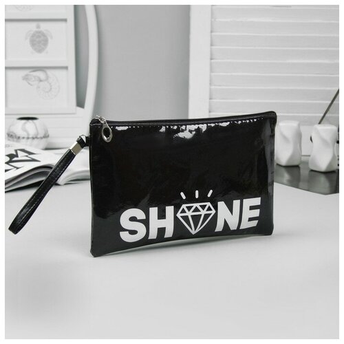 фото Косметичка-сумка, отдел на молнии, цвет чёрный, shine recom