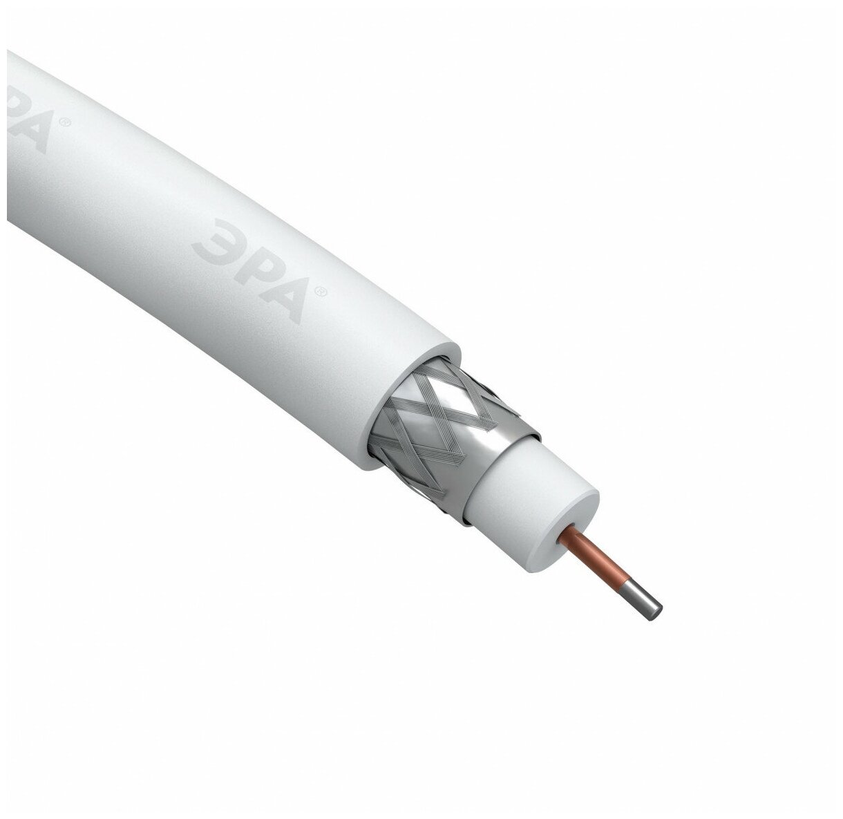 ЭРА Кабель коаксиальный 3С-2V, 75 Ом, CCS/(оплётка Al, 48%), PVC, цвет белый, бухта 100 м, SIMPLE (6