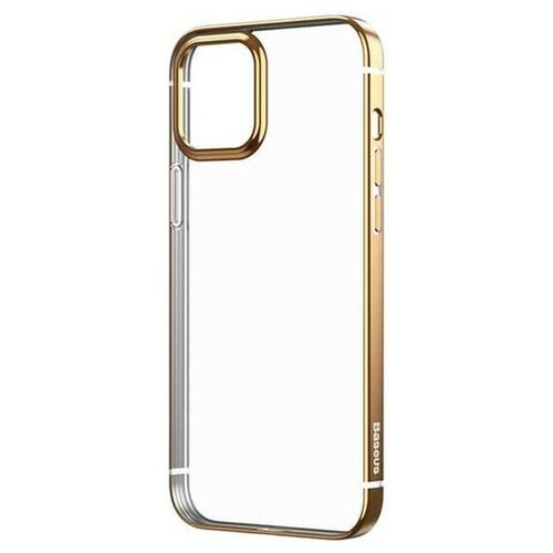 фото Силиконовый чехол-накладка для iphone 12 mini baseus shining case anti-fall tpu, прозрачный/gold