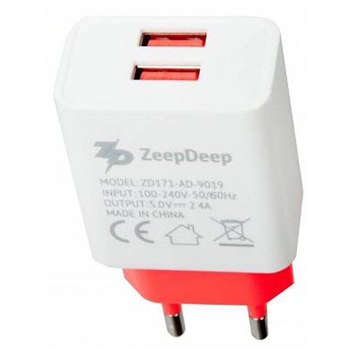 Зарядное устройство ZeepDeep EnergyPlug 2xUSB 2.4A 802075