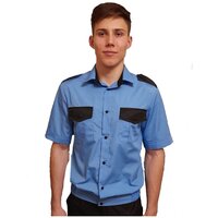 Рубашка "Охрана" короткий рукав голубая с черной отделкой 60/170-176
