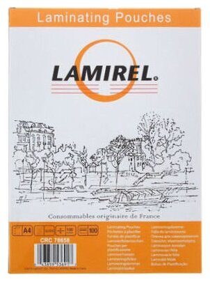 Пленка для ламинирования Fellowes 100мкм A4 (100шт) глянцевая Lamirel (LA-78658)