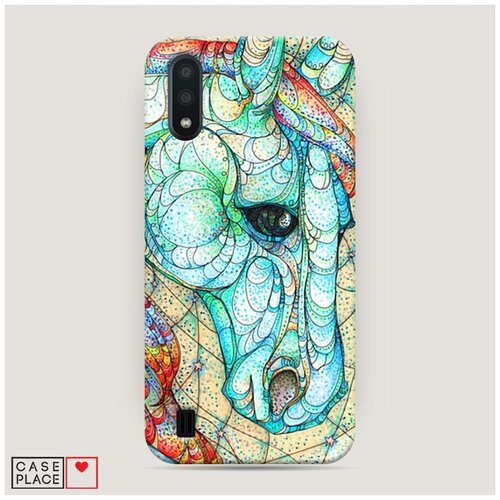 фото Чехол пластиковый samsung galaxy a01 лошадь витраж case place