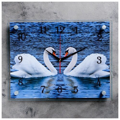 фото Часы настенные, серия: животный мир, "пара лебедей", 30х40 см, микс mikimarket