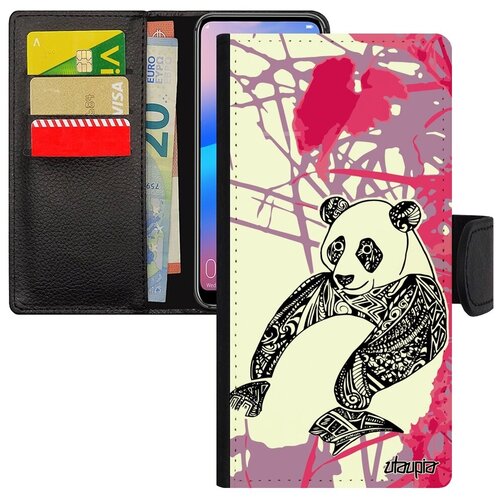 фото Защитный чехол-книжка на смартфон // galaxy a50 // "панда" бамбук китайский, utaupia, розовый