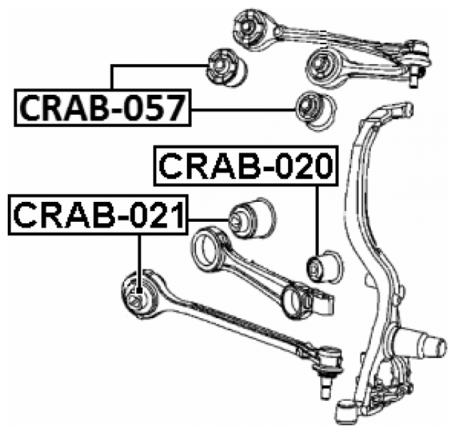 Сайлентблок передней подвески (верхнее правое) FEBEST CRAB-020 для Dodge Charger, Chrysler 300C, Dodge Magnum, Chrysler 300 - фотография № 2