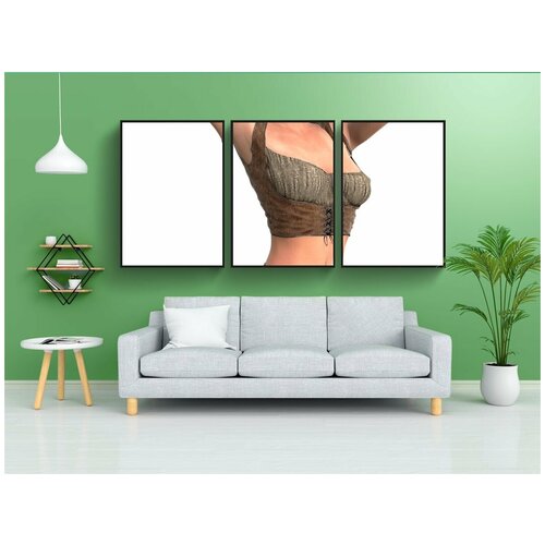 фото Набор модулных постеров для интерьера "женщина, на коленях, эротический" 60x90 см. в тубусе, без рамки lotsprints