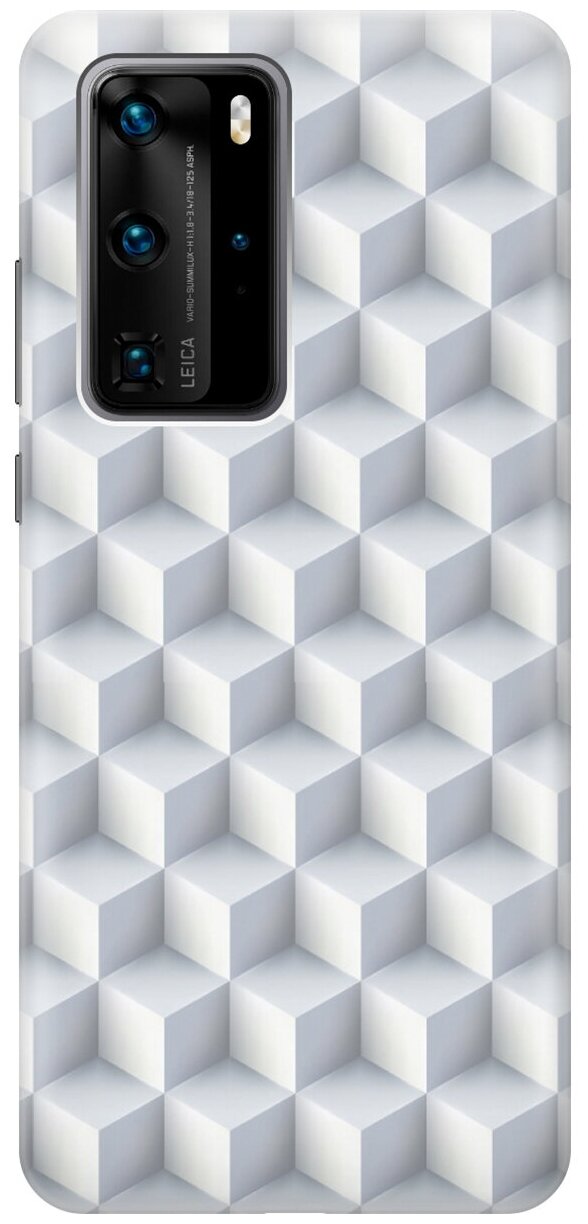 Силиконовый чехол Паттерн из белых кубов на Huawei P40 Pro / Хуавей П40 Про с эффектом блика