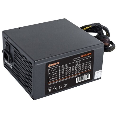 Блок питания EXEGATE 1000PPX ATX APFC SC КПД 80 80 PLUS 14cm fan 24pin 2x44pin PCIe 5xSATA 4xIDE Cable Management RTL bla 486000₽