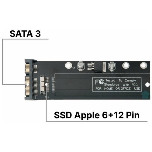адаптер переходник для установки накопителя ssd m 2 sata b m key в разъем apple ssd 6 12 pin на macbook air 11 a1370 13 a1369 2010 2011 Адаптер-переходник для установки диска SSD Apple (6+12 Pin) от MacBook Air 11, 13 Late 2010, Mid 2011 в разъем SATA 3 / NFHK N-2011