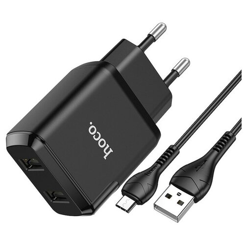 СЗУ Micro USB на 2 USB 2.1A N7 HOCO черное сзу 2usb hoco n7 2 1a black