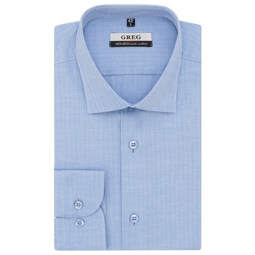 фото Рубашка мужская длинный рукав greg 223/111/0029_gb, прямой силуэт / сlassic fit, цвет голубой, рост 174-184, размер ворота 42