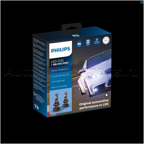 Лампа Fog H8/H11/H16 Ultinon Pro9000 Hl 5800k Led Philips арт. 11366U90CWX2