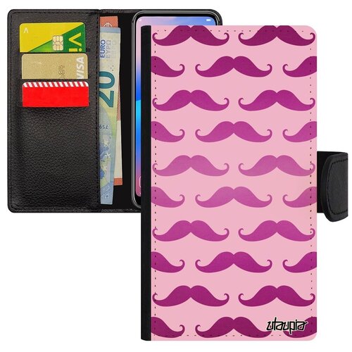 фото Противоударный чехол-книжка на мобильный // xiaomi mi 8 lite // "усы" пиар дизайн, utaupia, розовый