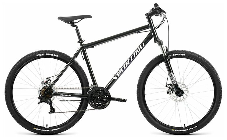 Велосипед горный с колесами 27,5" Forward Sporting 27,5 2.2 D черно-белый 21 скорость, рама 19"