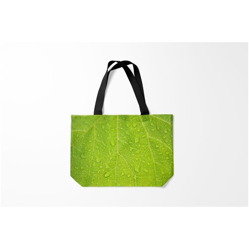 фото Сумка-шоппер / 46х35 см / популярные иллюстрации / листья листок с росой burnettie