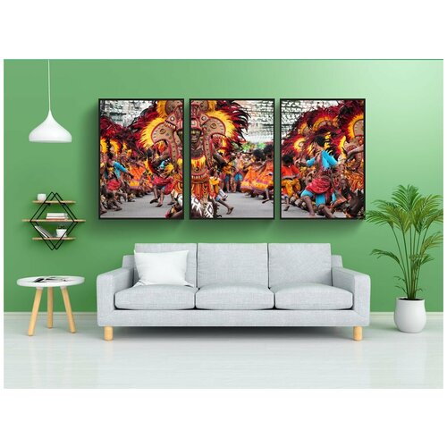 фото Набор модулных постеров для интерьера "фестиваль, парад, танцор" 60x90 см. в тубусе, без рамки lotsprints