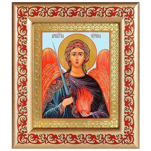 Архангел Уриил, икона в рамке с узором 14,5*16,5 см архангел уриил икона в рамке 12 5 14 5 см