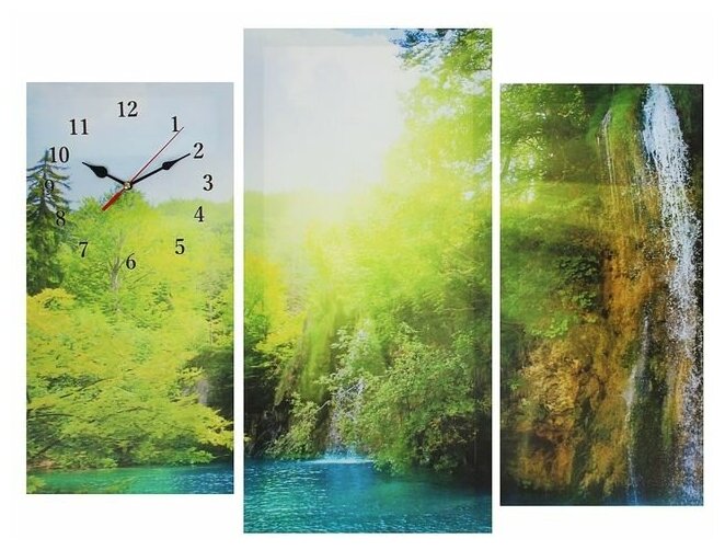 Часы настенные модульные «Озеро в горах» 60 × 80 см