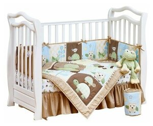 Фото Набор постельного белья для новорожденных Giovanni 7 пр. Froggy Friends 120*60