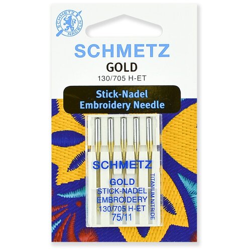 Игла для машинной вышивки Schmetz Gold, №75, 5 шт термошеврон рвсн машинной вышивки 12 5x10 5 см