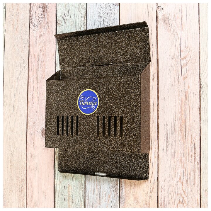 Ящик почтовый без замка (с петлёй), горизонтальный «Мини», бронзовый - фотография № 4