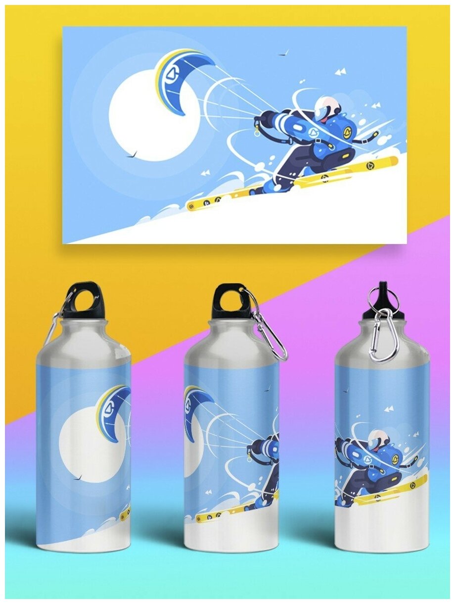 Бутылка спортивная, туристическая фляга, 500мл Спорт горные лыжи - 413