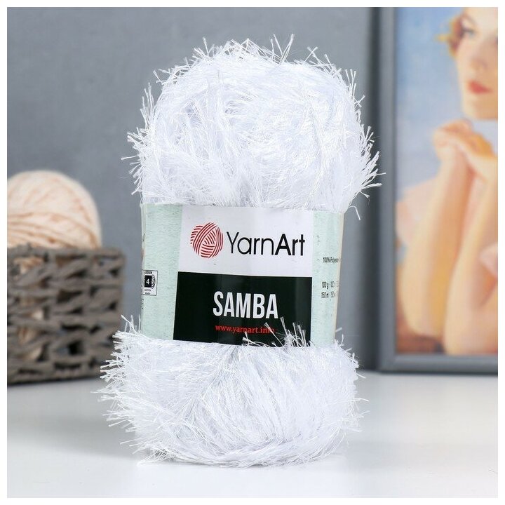 Пряжа "Samba" 100% полиэстер 150м/100гр (501 белый)