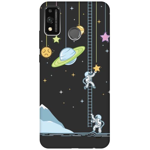 фото Силиконовая чехол-накладка silky touch для honor 9x lite с принтом "ladder into space" черная gosso