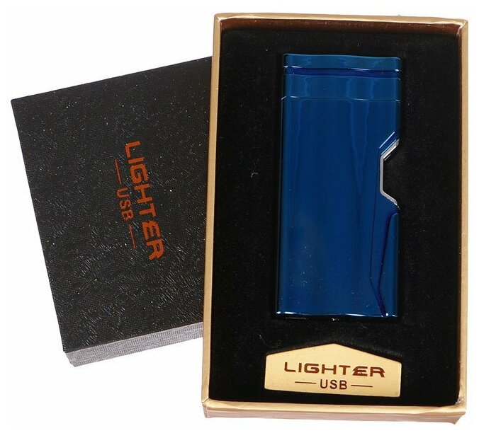 Подарки Дуговая USB зажигалка Синие изгибы с сенсорным поджигом