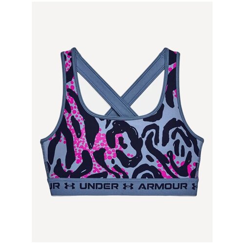 фото Топ-бра under armour mid crossback printed sports размер lg, mineral blue/midnight navy - 470