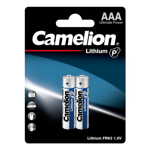 Батарейка Camelion Lithium P7 AAA (FR03-BP2), в упаковке: 2 шт. camelion aa fr6 lithium 1 5 вольта литиевые батарейки 8шт