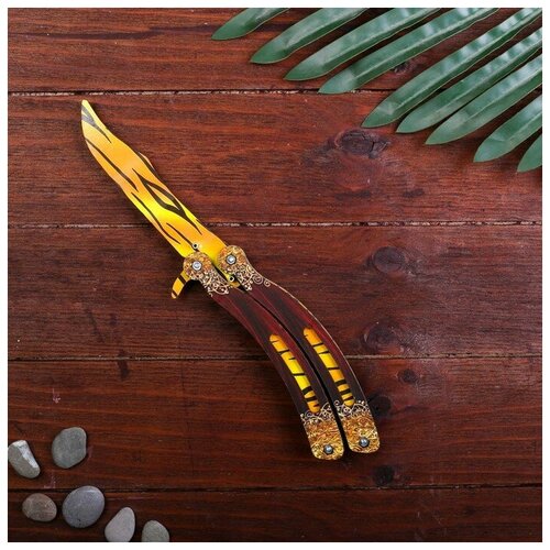 фото Сувенир деревянный «нож бабочка, жёлтые линии» mikimarket