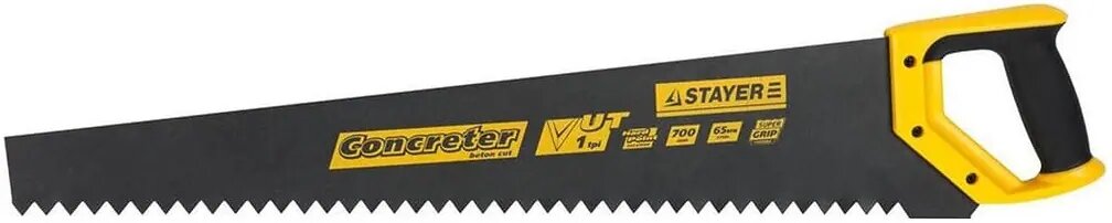 STAYER Ножовка "MASTER" по пенобетону, закаленный зуб, двухкомпонентная рукоятка, 1 TPI, 700мм 15098