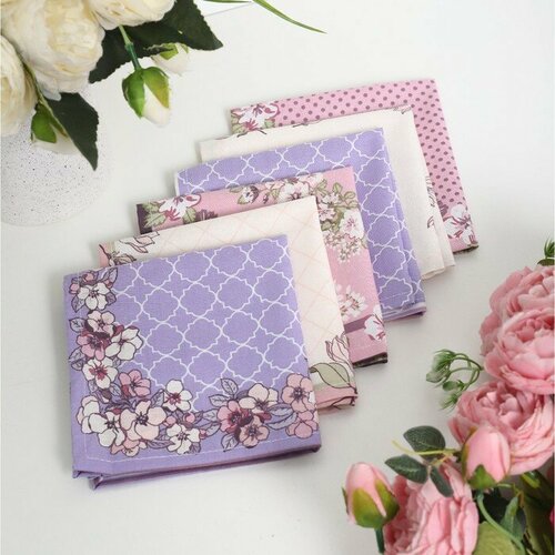 Носовой платок DomoVita, белый, розовый