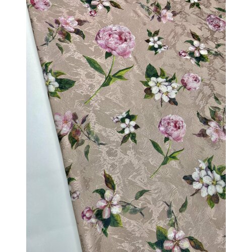 Ткань портьерная для штор с цветочным рисунком 1.50 п. м. / ширина 150 см / 170 г/м2