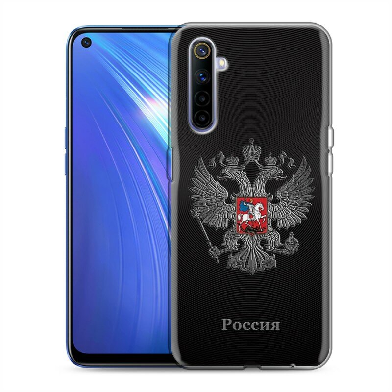 Дизайнерский силиконовый чехол для Realme 6S Флаг и герб России
