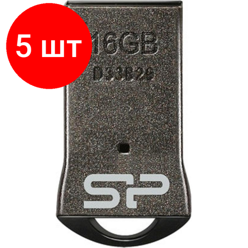 Комплект 5 штук, Флеш-память Silicon Power Touch T01 16Gb/USB 2.0/Черный (SP016GbUF2T01V1K)