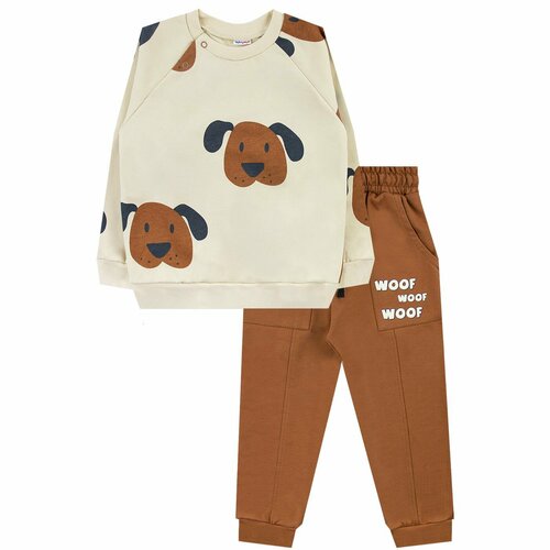 Комплект одежды YOULALA, размер 26 (86-92) 1,5-2 года, коричневый, бежевый футболка youlala размер 26 86 92 коричневый