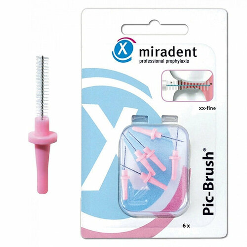 Запасные ершики miradent Pic Brush Pink, розовые