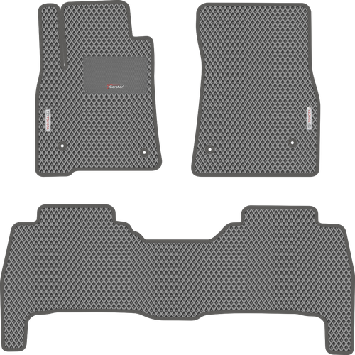 фото Автомобильные коврики eva для toyota land cruiser 200 дорестайл (2007-2012), каучуковый подпятник и 2 эмблемы, серые с серым кантом, ячейка - ромб carstar